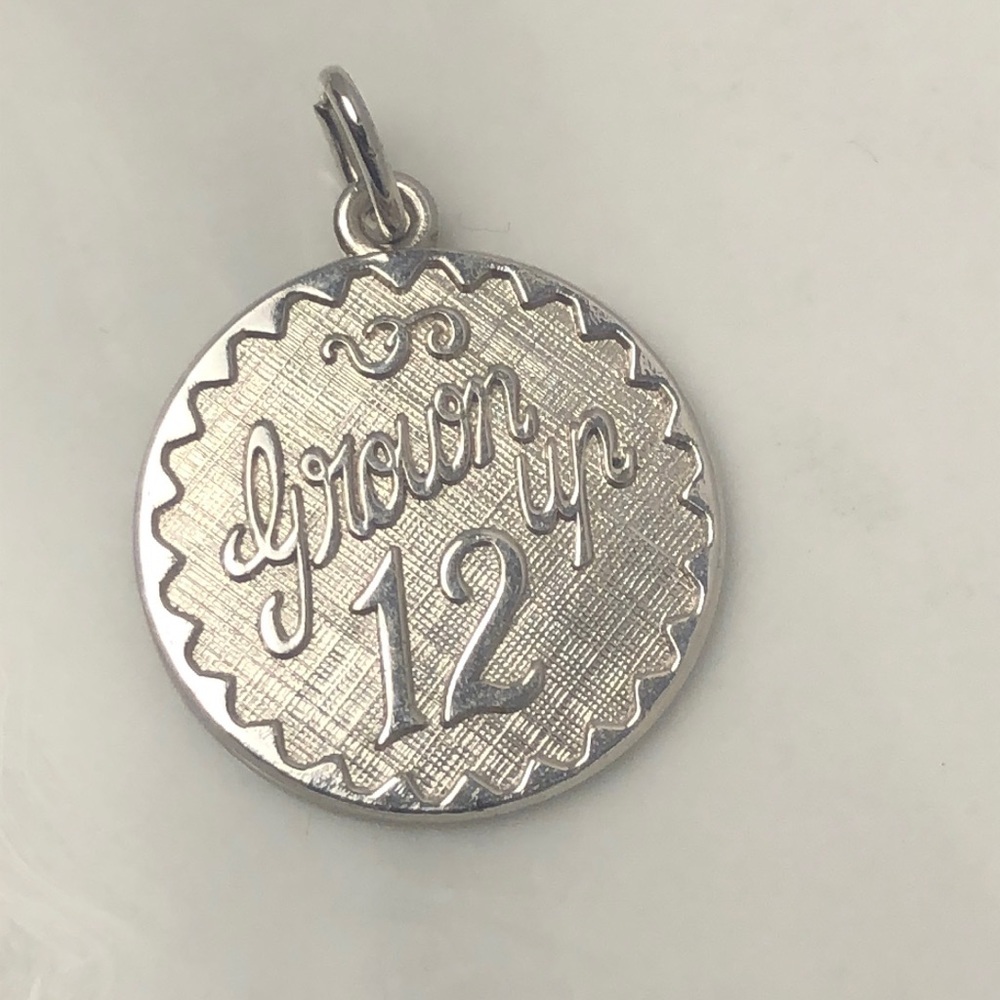 Grown up 12 birthday sterling silver vintage pendant bracelet charm